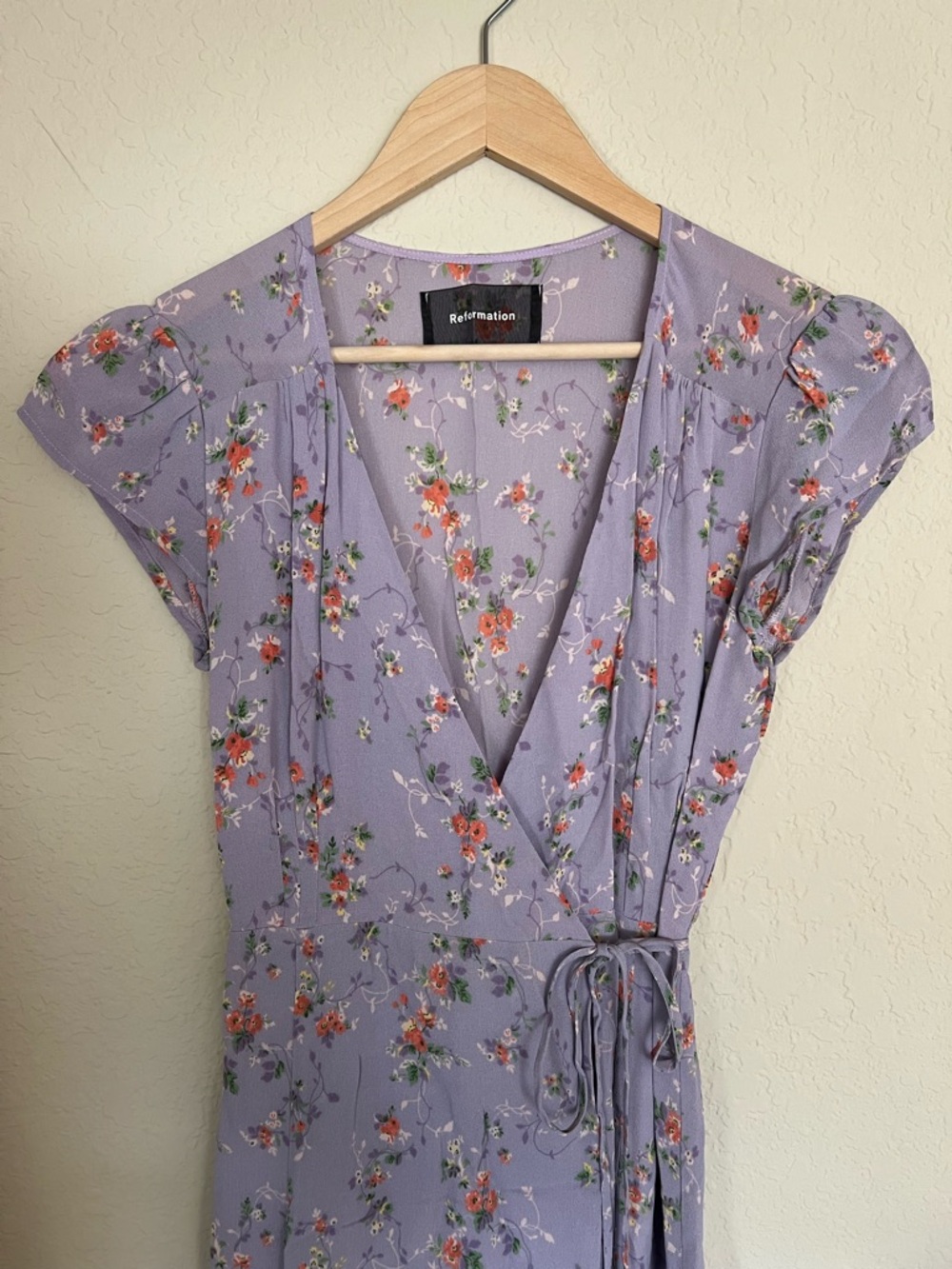 Reformation Carina Midi Wrap Dress Purple Floral Size Small